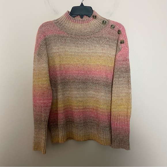 Talbots Sweaters - Talbots Pink Brown Ombre Turtleneck Long Sleeve Knit Sweater Size Medium